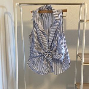 Nine West Sleeveless Tie Front Shirt